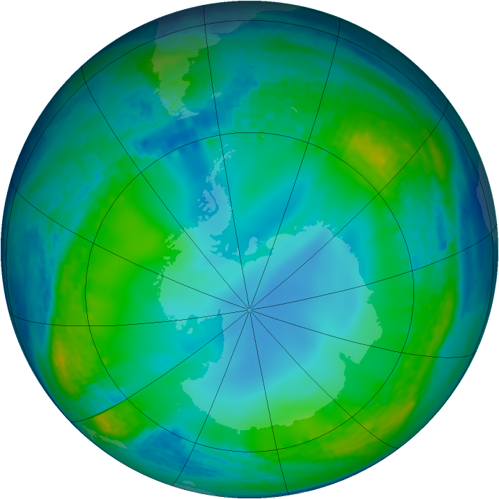 Antarctic ozone map for 22 June 2004